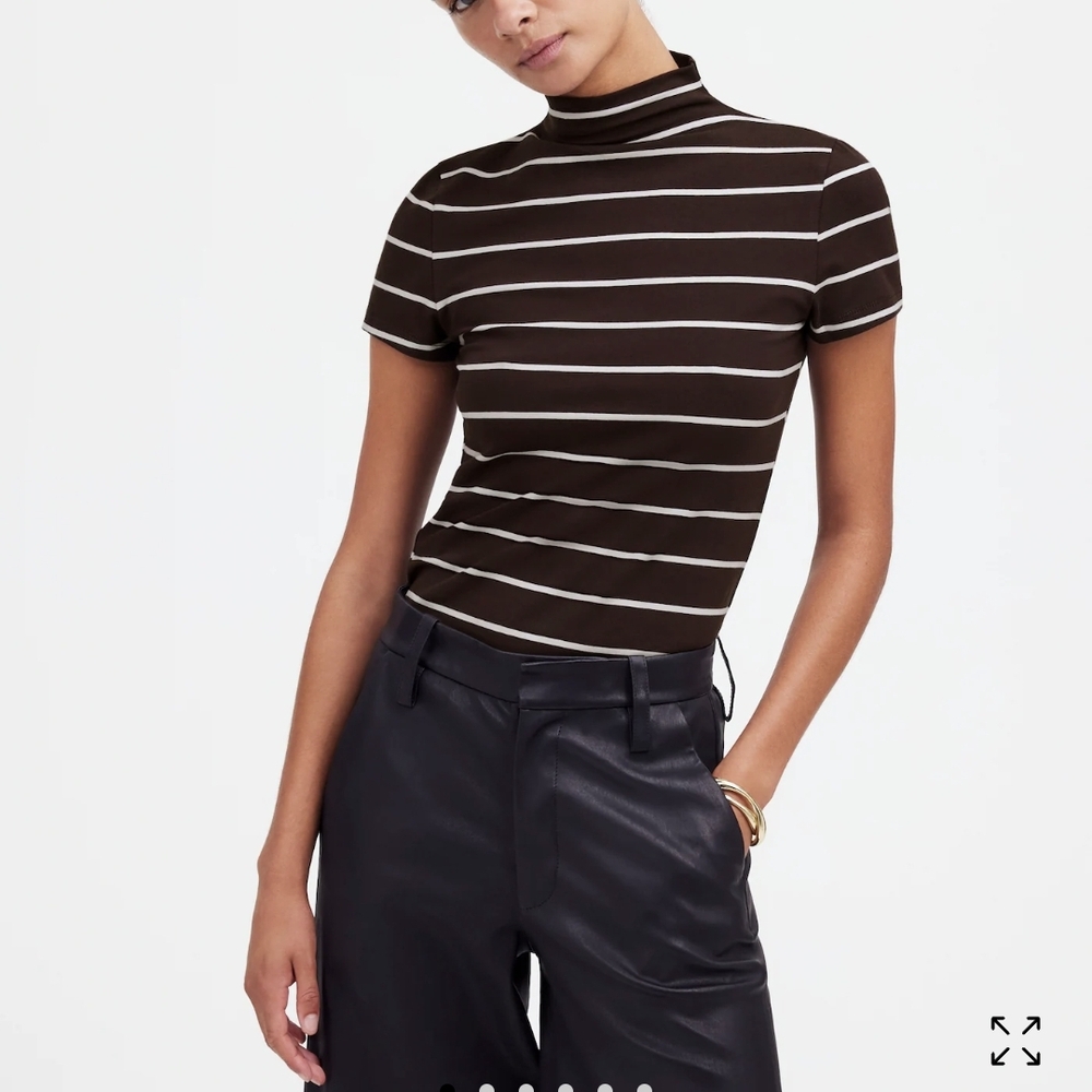 Striped Brown Turtleneck Top - Picture 7 of 7